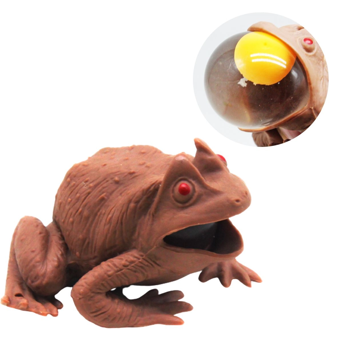 картинка Игрушка-антистресс Жабка с яйцом, коричневая MiC AA512 - NiKids