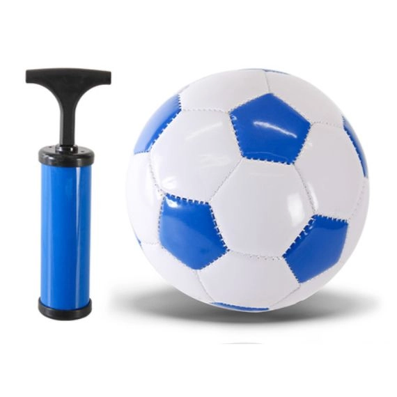 картинка Мяч футбольный PVC №2 с насосом (бело-синий) HQZ FB24181 - NiKids